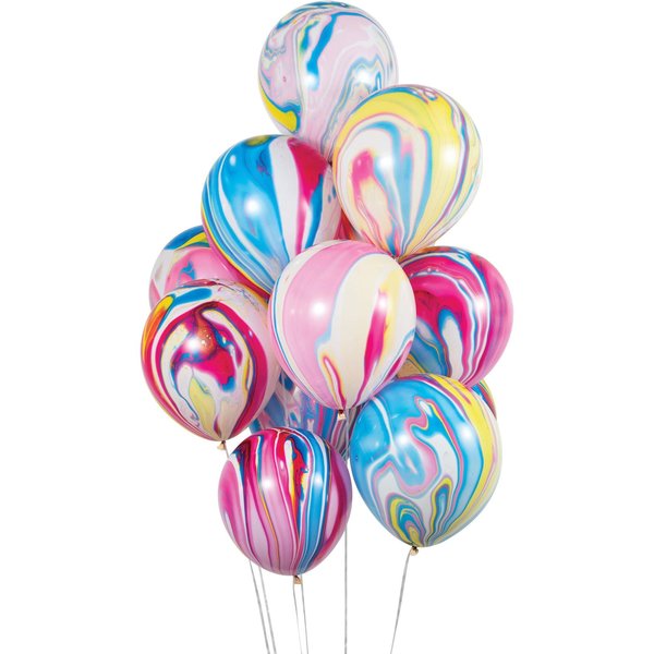 Creative Converting 12" Colorful Marble Print Balloon Bunch, 144PK 359161